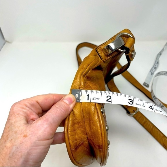 B. Makowsky Studded Leather Crossbody Purse – Cheetah Lining, Adjustable Strap - Picture 10 of 15